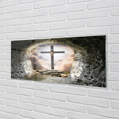 Quadro acrílico Cruz da caverna luz Jesus