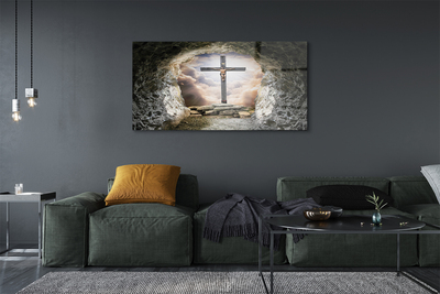 Quadro acrílico Cruz da caverna luz Jesus