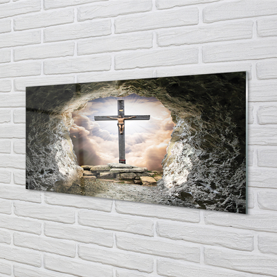 Quadro acrílico Cruz da caverna luz Jesus