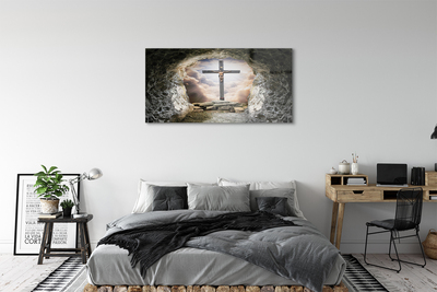 Quadro acrílico Cruz da caverna luz Jesus