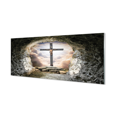Quadro acrílico Cruz da caverna luz Jesus