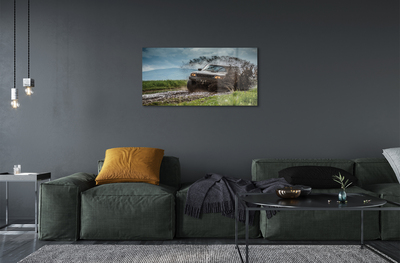 Pintura acrílica Veículo off-road montanhas nuvens