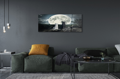 Pintura acrílica Floresta lunar dos lobos