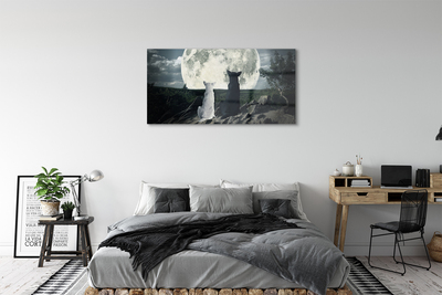 Pintura acrílica Floresta lunar dos lobos