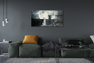 Pintura acrílica Floresta lunar dos lobos