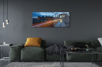 Pintura acrílica Ponte do rio dos arranha-céus