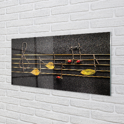 Quadro acrílico Notas de gravetos e folhas