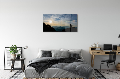 Quadro acrílico Homem, cachorro, montanha