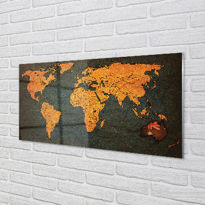 Quadro acrílico Mapa Dourado