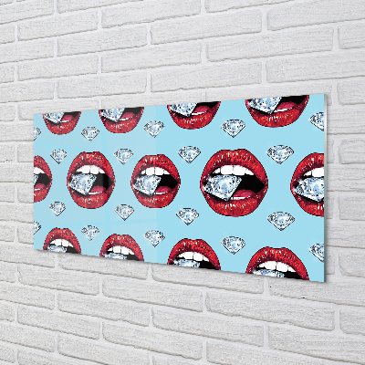 Pintura acrílica Lábios de diamantes