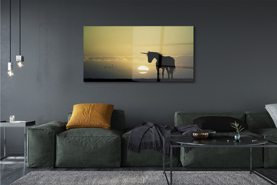 Quadro acrílico Campo Pôr do Sol Unicórnio
