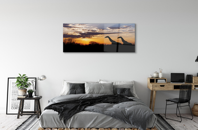 Quadro acrílico Girafas árvores nuvens