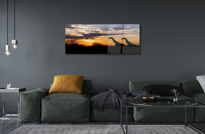 Quadro acrílico Girafas árvores nuvens