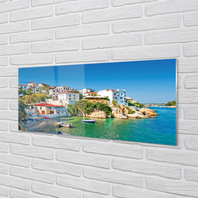 Quadro acrílico Grécia Costa edifícios mar