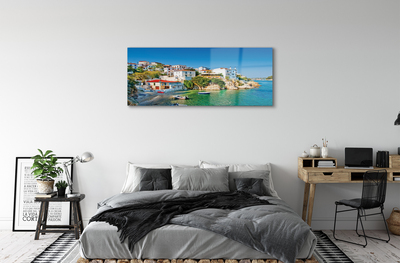 Quadro acrílico Grécia Costa edifícios mar
