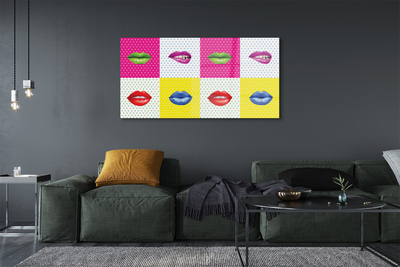 Quadro acrílico Lábios coloridos