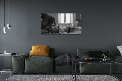 Pintura acrílica Uma mulher deitada e olhando pela janela