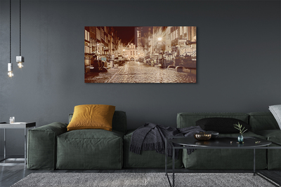 Pintura acrílica Cidade Velha de Gdansk à noite