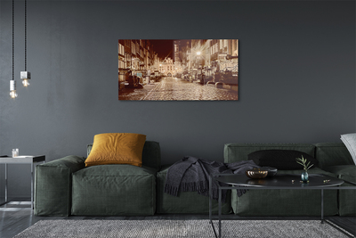 Pintura acrílica Cidade Velha de Gdansk à noite