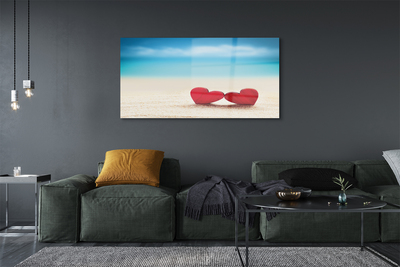 Pintura acrílica Corações de areia vermelha do mar