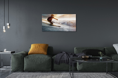 Pintura acrílica Homem com bastões de esqui