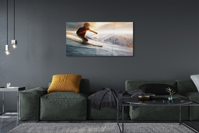 Pintura acrílica Homem com bastões de esqui