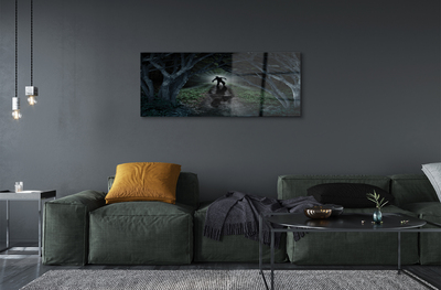 Pintura acrílica Figura de árvore da floresta escura