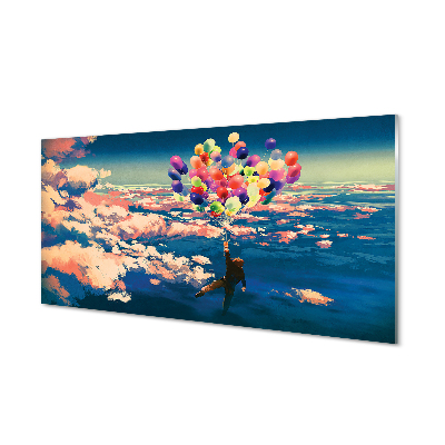 Quadro acrílico Céu nuvens balões