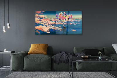 Quadro acrílico Céu nuvens balões