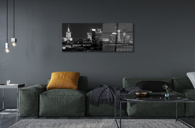 Quadro acrílico Panorama de Varsóvia: arranha-céus noturnos