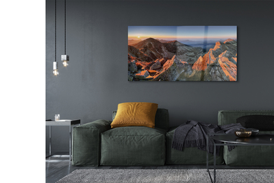 Pintura acrílica Pôr do sol na montanha