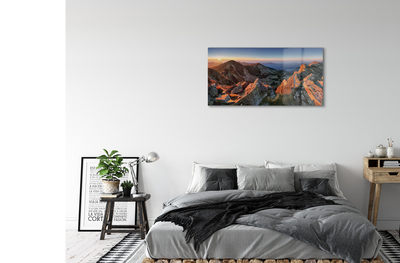 Pintura acrílica Pôr do sol na montanha