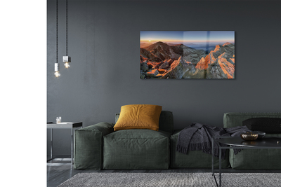 Pintura acrílica Pôr do sol na montanha