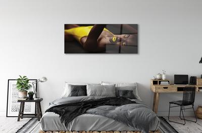 Quadro acrílico Mulher com lábios amarelos