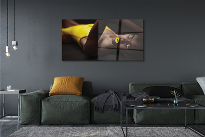 Quadro acrílico Mulher com lábios amarelos