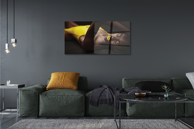 Quadro acrílico Mulher com lábios amarelos
