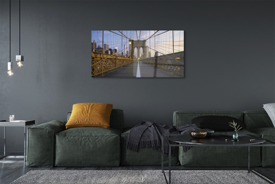 Quadro acrílico Pôr do sol na ponte dos arranha-céus