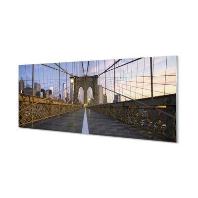 Quadro acrílico Pôr do sol na ponte dos arranha-céus