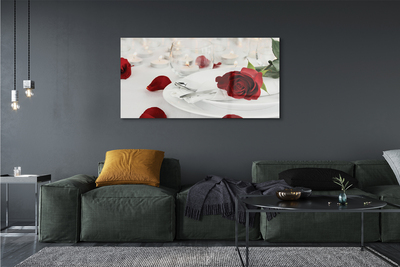 Pintura acrílica Jantar com velas e rosas