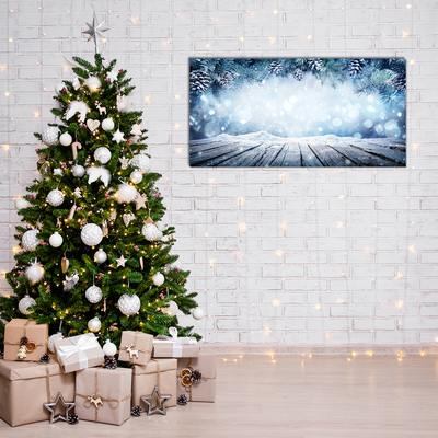 Quadro acrílico Árvore de Natal com neve no inverno