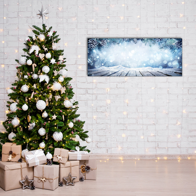 Quadro acrílico Árvore de Natal com neve no inverno