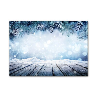 Quadro acrílico Árvore de Natal com neve no inverno