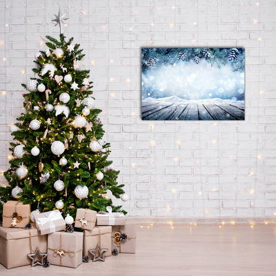 Quadro acrílico Árvore de Natal com neve no inverno