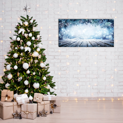 Quadro acrílico Árvore de Natal com neve no inverno