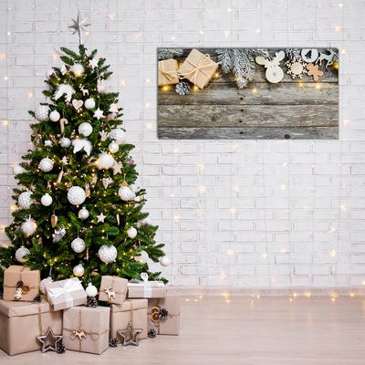 Quadro acrílico Árvore de Natal, presentes, decoração de feriados