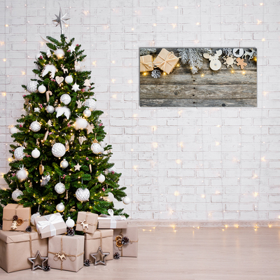 Quadro acrílico Árvore de Natal, presentes, decoração de feriados