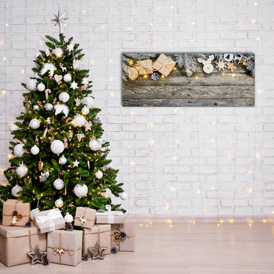Quadro acrílico Árvore de Natal, presentes, decoração de feriados