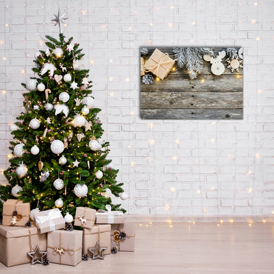 Quadro acrílico Árvore de Natal, presentes, decoração de feriados