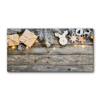 Quadro acrílico Árvore de Natal, presentes, decoração de feriados