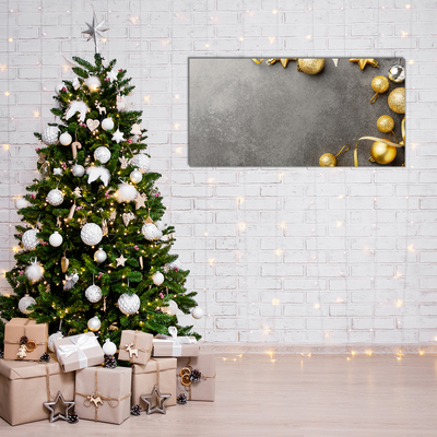 Quadro acrílico Enfeites de Natal com Estrelas Douradas